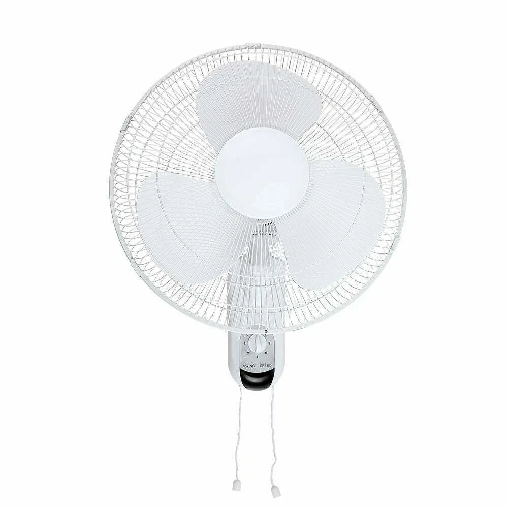 Heller Wall Mounted Electric Fan, Air Cooler, Pull Cord 3 Speed Oscillating Tilt Adjustable 40cm