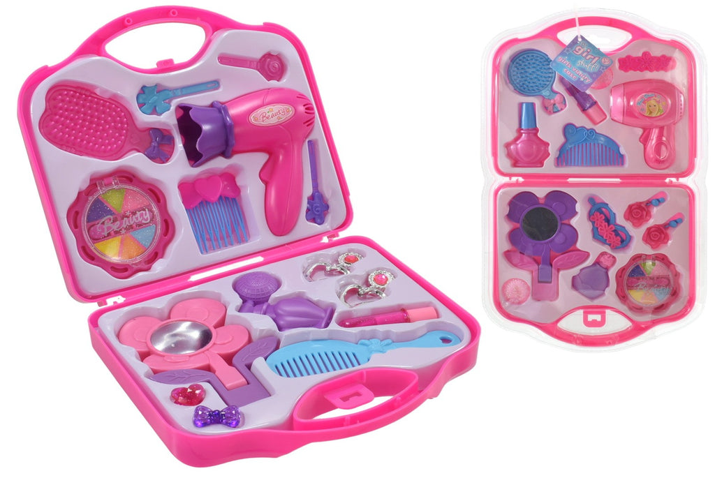Pretend Beauty Vanity Case Kids Girls Preschool Pretend Makeup Fashion Hair Care