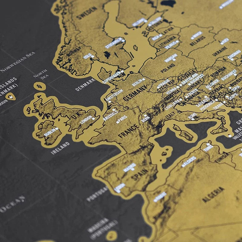 Large Scratch Off World Map 82x59cm Holiday Travel Poster Interactive Large Atlas Destination Deluxe Map
