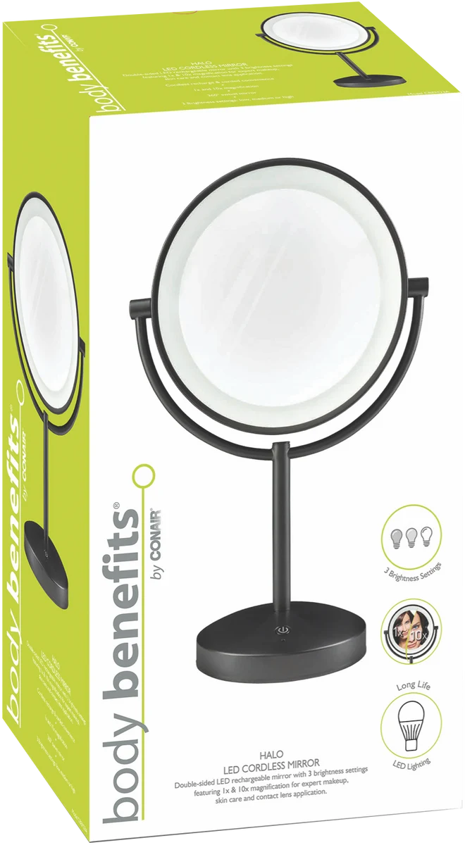 Cordless Magnification Mirror LED Lighting Portable Make-up Grooming Mirror for Tweezing Makeup Skincare