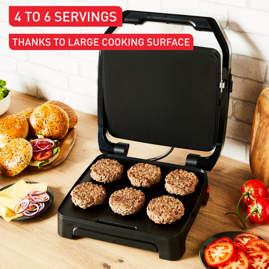 Tefal Sandwich Press Jaffle Maker - Large 4 Slice Hotplate Bread Toaster Grill Sausage Meat Vegetable Grill