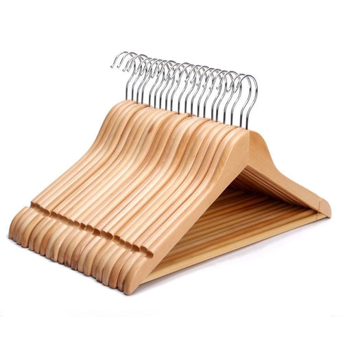 20x Wooden Garment Clothes Hanger Coat Hanging Rack - Hardwood Strap Notch, Trouser Belt Tie. Lacquer Wood Hanger