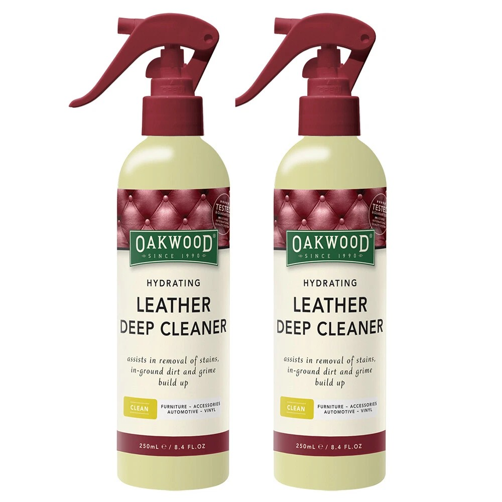 Hydrating Leather Deep Cleaner Spray | Furniture Upholstery Care | 2x Oakwood 250ml