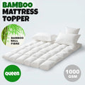 KING Pillowtop Mattress Protector | Luxury Bamboo Matress Topper Underlay 1000GSM | 45cm Skirt