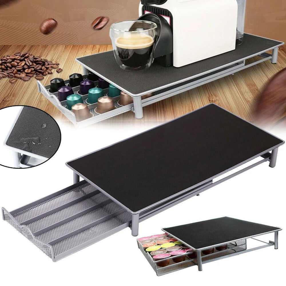 Coffee Pod Holder Nespresso Compatible Drawer Storage Kitchen Organizer Compatible Stores