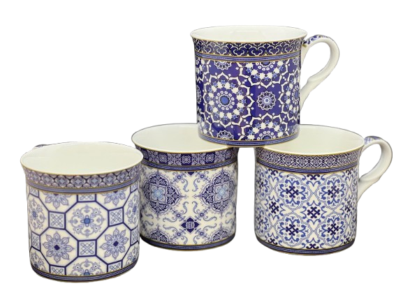 4x Heritage Vintage Mugs 300ml Fine Bone China Coffee Tea Drinking Mugs Cups - Dishwasher Safe