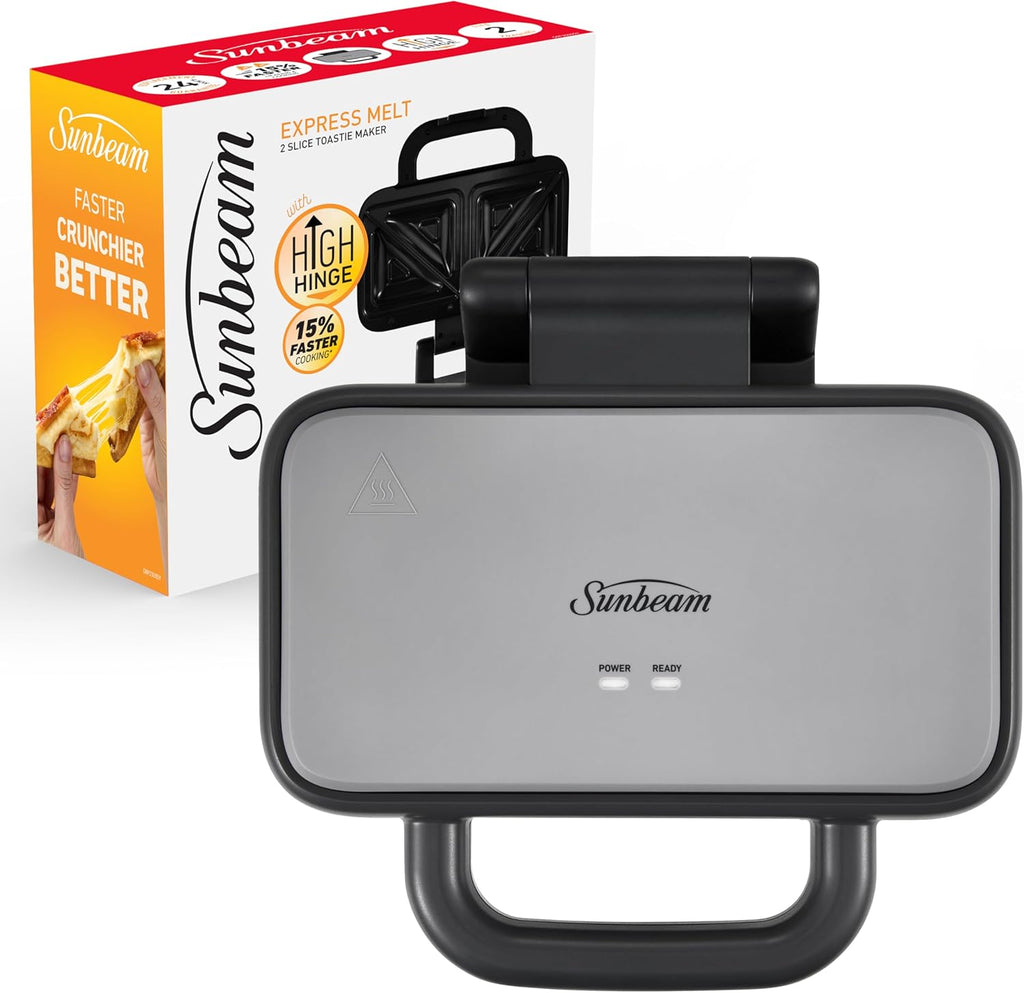 Sunbeam 2-Slice Toastie Maker Fast Heat Up Deep Dish Jaffle Toast Sandwich Press - Home Kitchen Appliance Grill