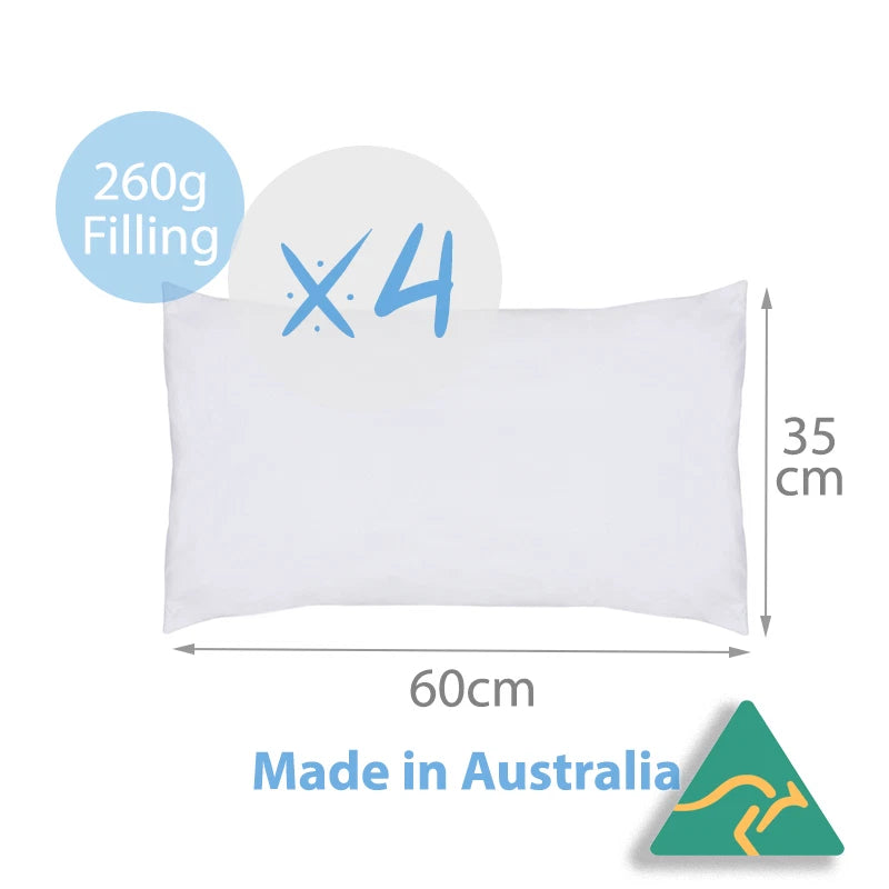 4x Cushion Insert Rectangle Pillow Polyester Fibre 35x60CM - Australian Made Cushions Filling