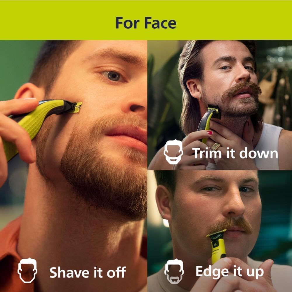 Philips Electric Beard Trimmer Men's Cordless Rechargeable Shaver with 5-in-1 Comb, Philips OneBlade