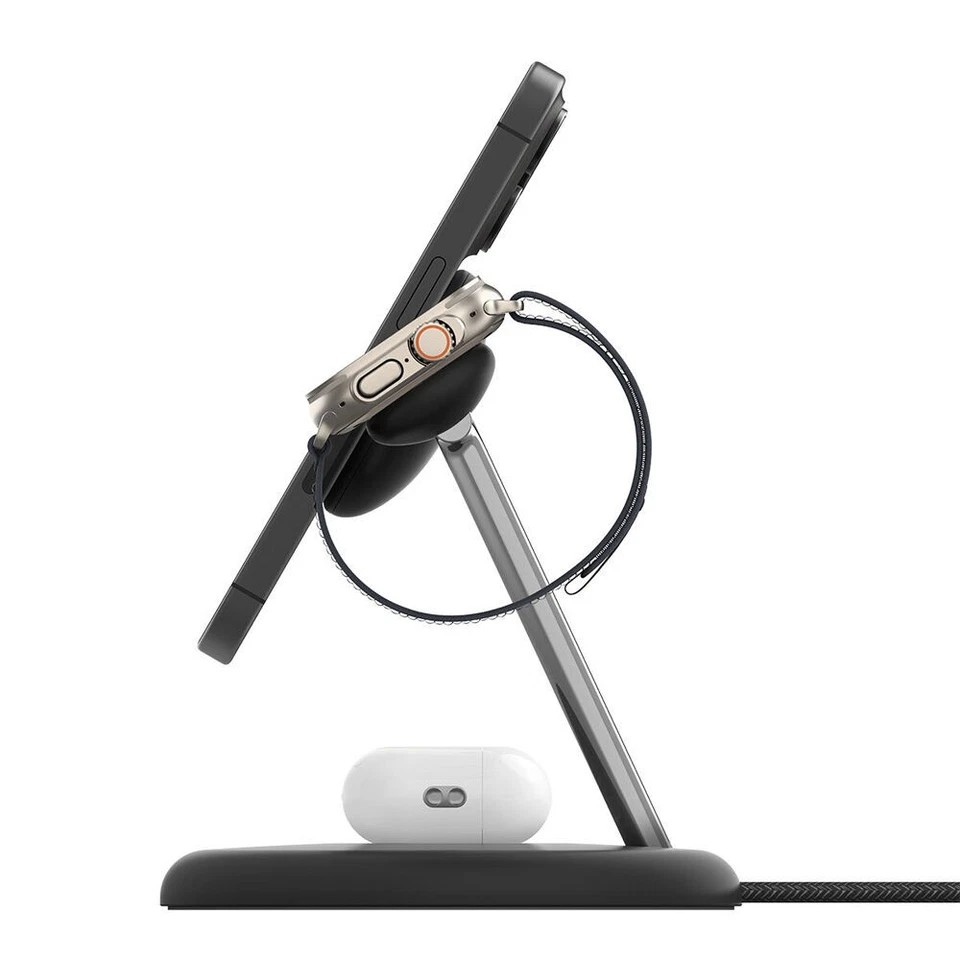 Belkin BoostCharge Pro | 3-in-1 Qi2 Wireless Charging Stand | MagSafe | Black