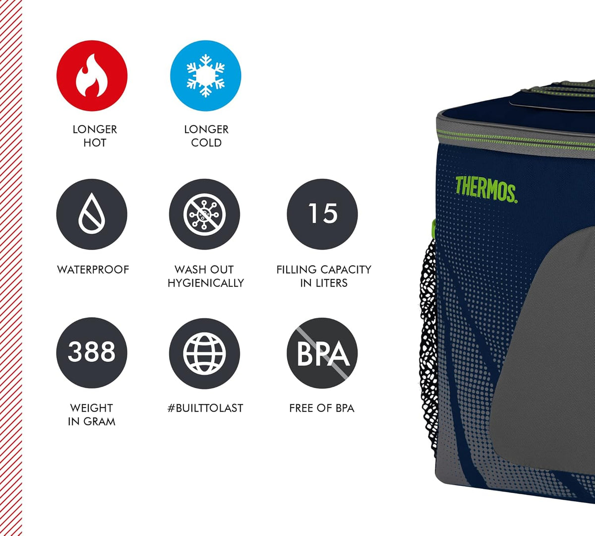 Thermos 24 Can Cooler Soft Cooler Bag Insulated Soft Sided Cooler Beach Cooler Carry Bag