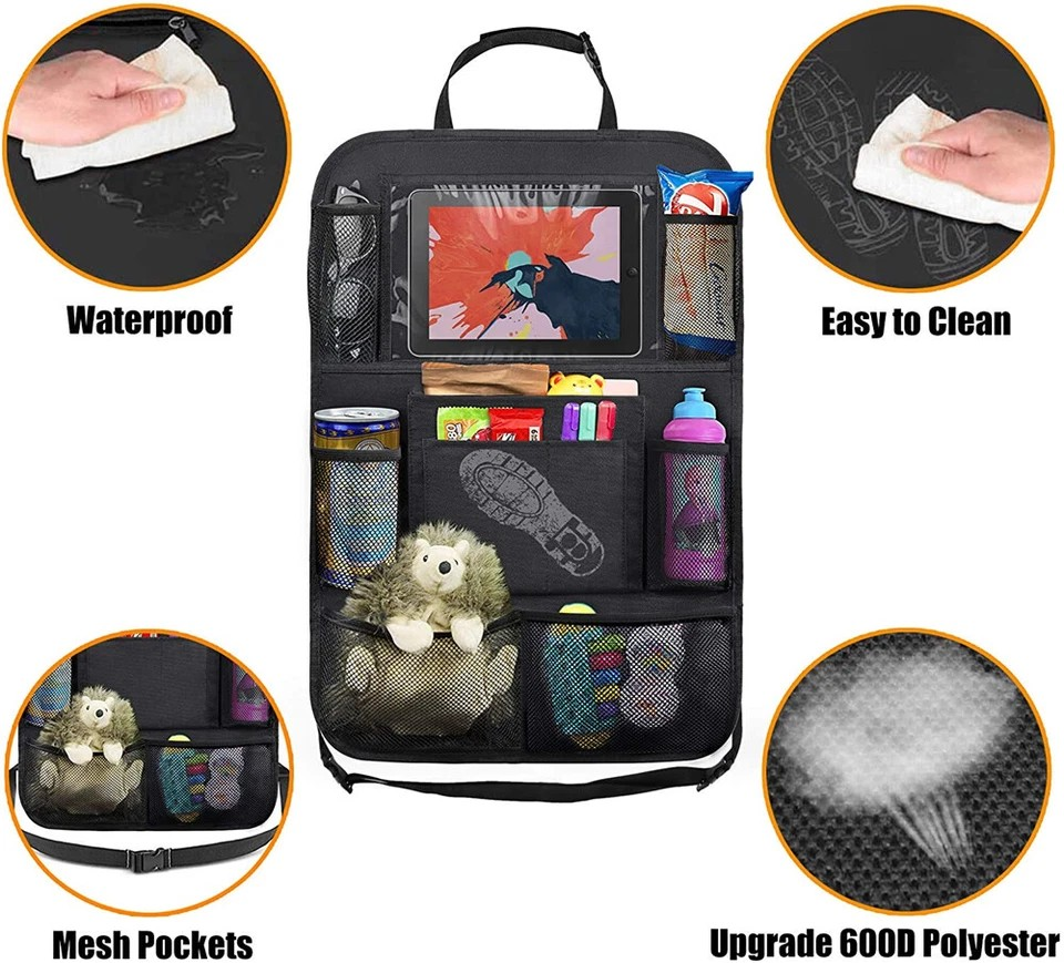 Car Seat Back Multi Pocket Tidy Storage Bag | Organizer Tablet Holder | Travel Pouch | Tidy Organiser |
