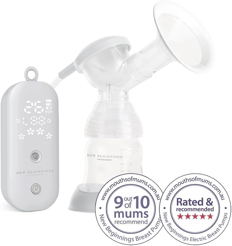 New Beginnings Single Electric Breast Pump | Quiet Compact Breast Milk Lactation System