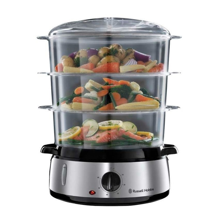 Russell Hobbs Electric 3-Tier Multi Food Vegetable Steamer Healthy Egg Vegetable Cooker Steaming