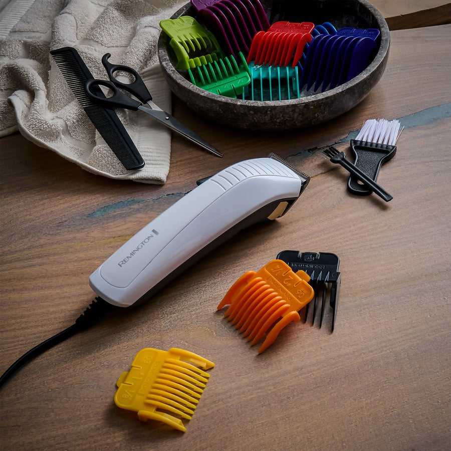 Remington Electric Hair Clipper | 9 Colour Coded Guides | Men's Hair Trimmer Corded Head Shaver