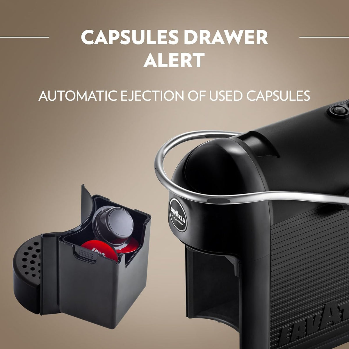 Lavazza Espresso Cappuccino Maker- Black | Bonus 64 Pod Capsule Coffee Machine | Electric Automatic Kitchen Appliance with 64 Pods
