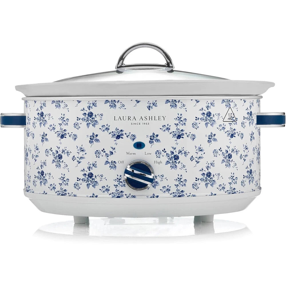 Laura Ashley 3.5L Slow Cooker Non-Stick Electric Meal Cooker Home Banquet Stainless Steel Stew Curry Maker | Removabe Cermic Crock Pot