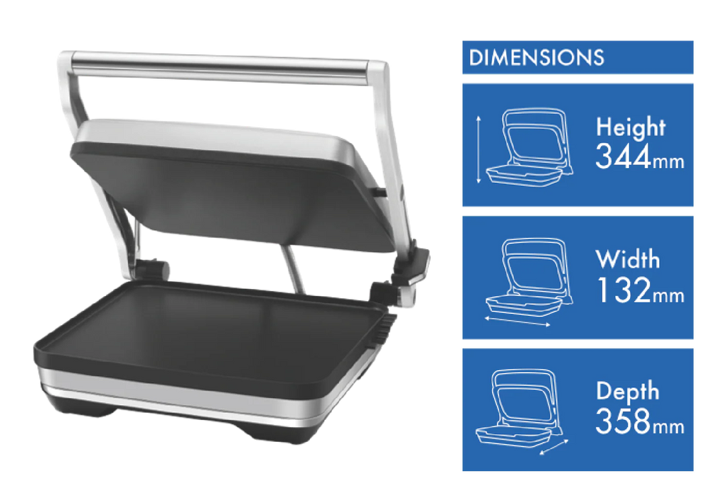 Breville 4 Slice Sandwich Press 2200W Heated Toastie Press Grill Hotplate Non-Stick Cooking Plates