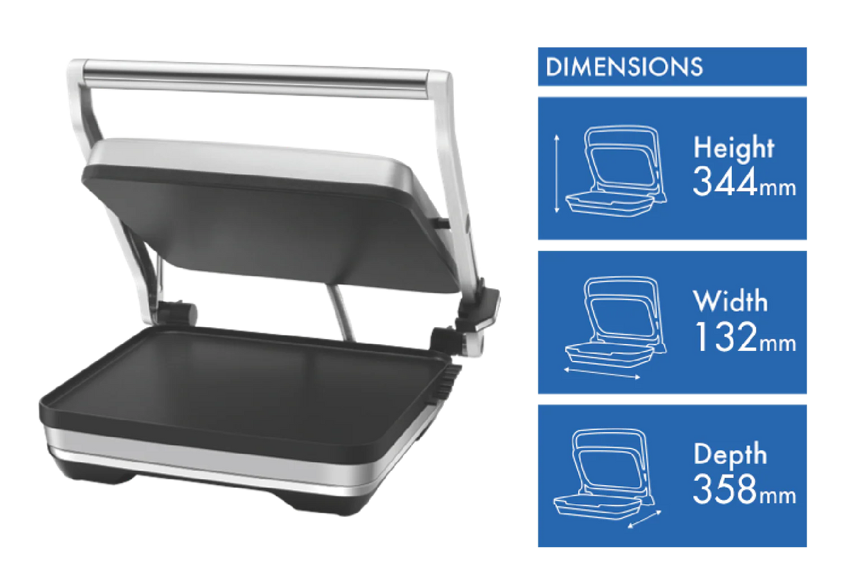 Breville 4 Slice Sandwich Press 2200W Heated Toastie Press Grill Hotplate Non-Stick Cooking Plates