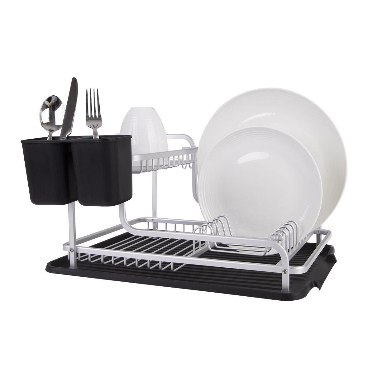Dish Drying Rack 2 Tier Plate Cutlery Bowl Dish Drying Rack Organiser Storage Airer