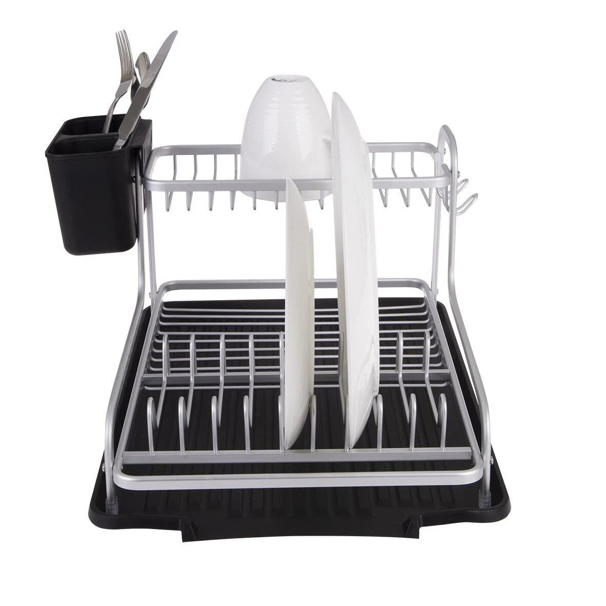 Dish Drying Rack 2 Tier Plate Cutlery Bowl Dish Drying Rack Organiser Storage Airer