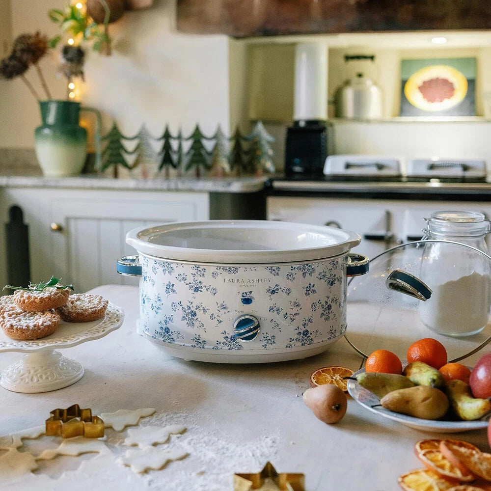 Laura Ashley 3.5L Slow Cooker Non-Stick Electric Meal Cooker Home Banquet Stainless Steel Stew Curry Maker | Removabe Cermic Crock Pot
