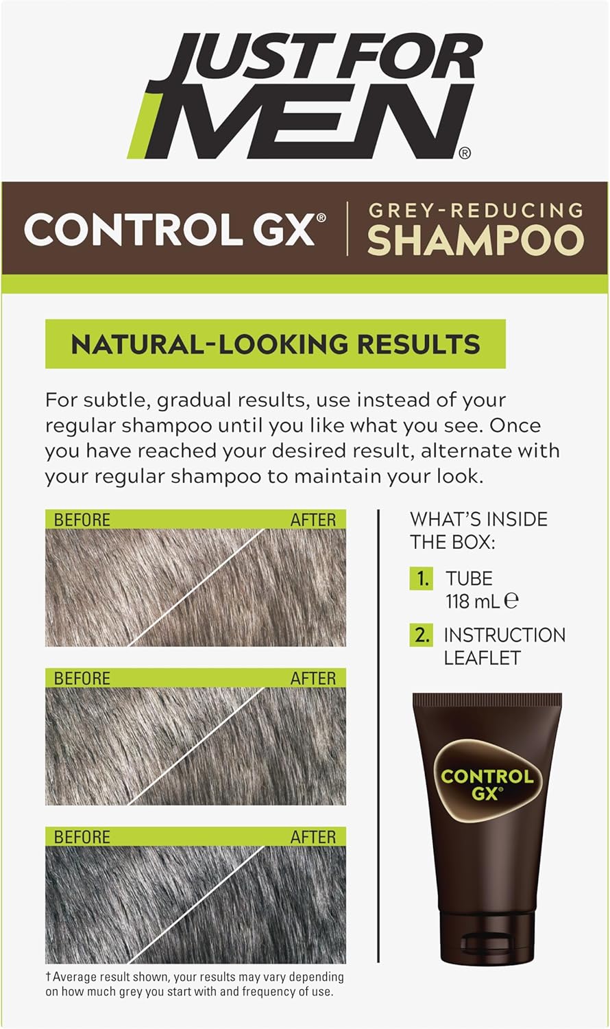 Men's Grey Reducing Hair Colour Shampoo | Just for Men In-Shower Grey Reducing Hair Dye For Men | Home Shower Dying