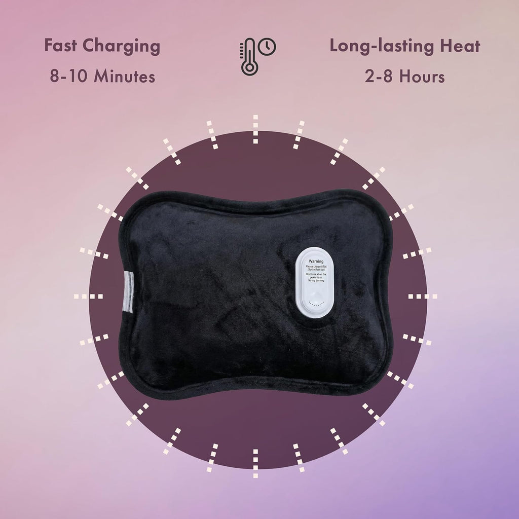 Rechargeable Electric Hot Water Bottle with Fast Heating up to 70°C, Automatic Shut-Off Safety, Portable Reusable Design for Pain Relief and Warmth, Body Aches and Pain Relief
