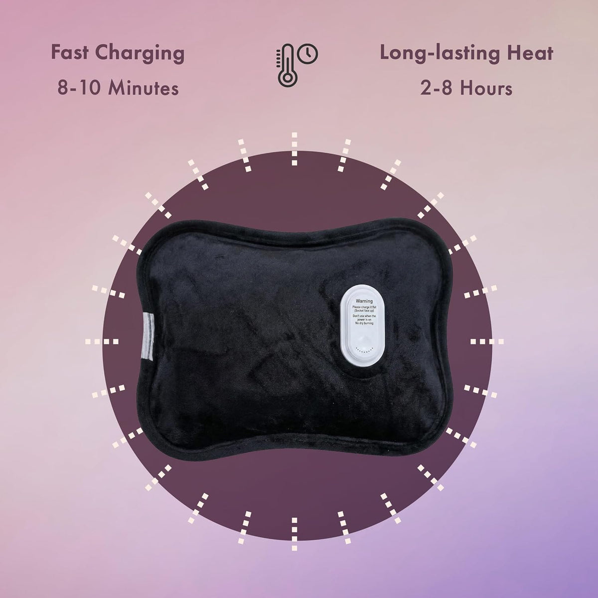 Rechargeable Electric Hot Water Bottle with Fast Heating up to 70°C, Automatic Shut-Off Safety, Portable Reusable Design for Pain Relief and Warmth, Body Aches and Pain Relief