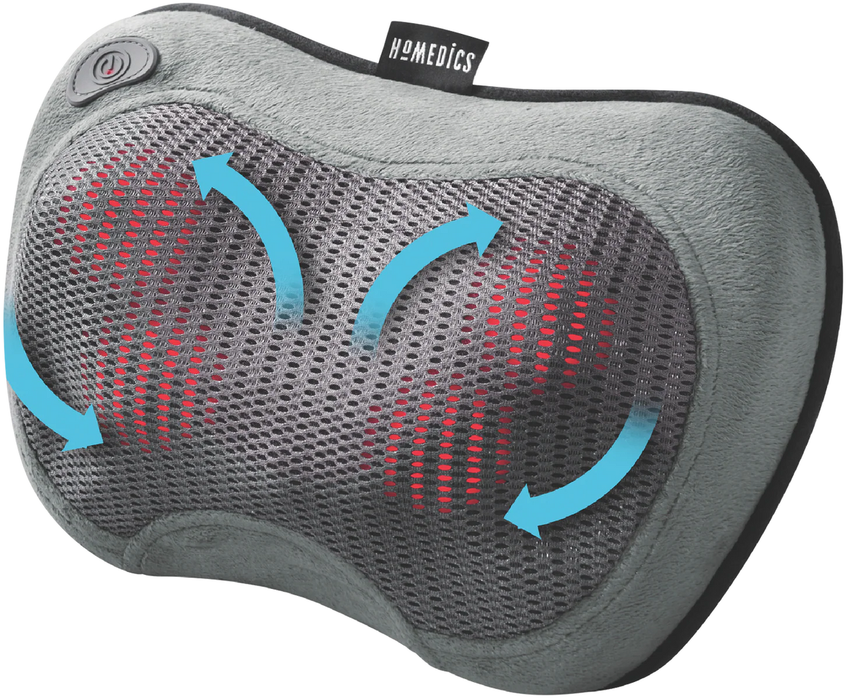 Homedics Portable Soothing Cordless Shiatsu Massager Deep-Kneading Sore Muscles Heating Function Vibration Massage