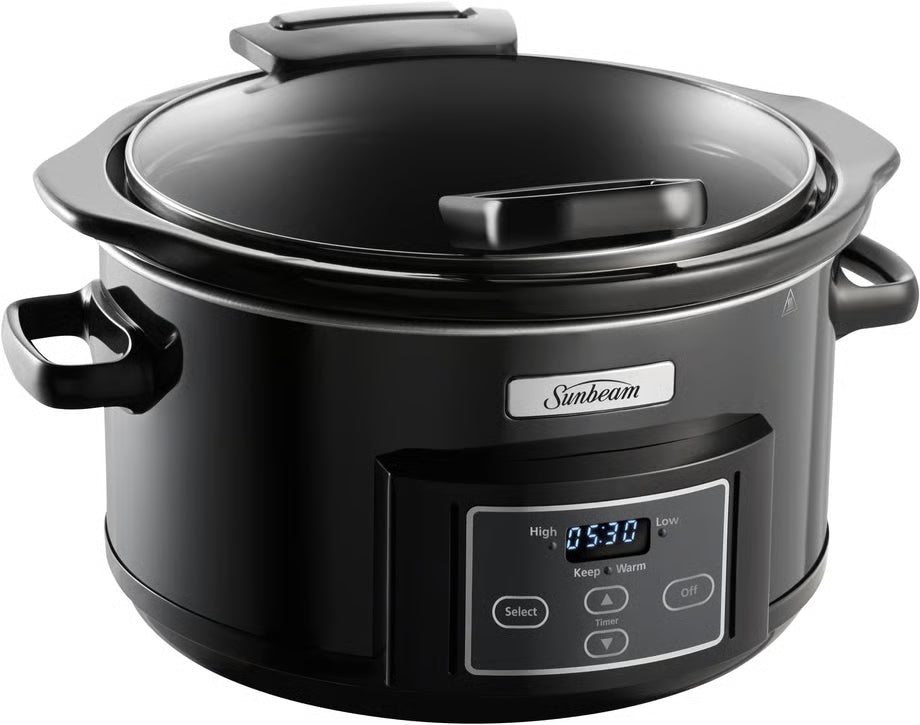 Sunbeam Slow Cooker 4.7L Soup Stew Curry Maker | Culinary Serving Ceramic Pot Oven-Safe, Cooker Home Cooking Appliance, 3 Heat,
