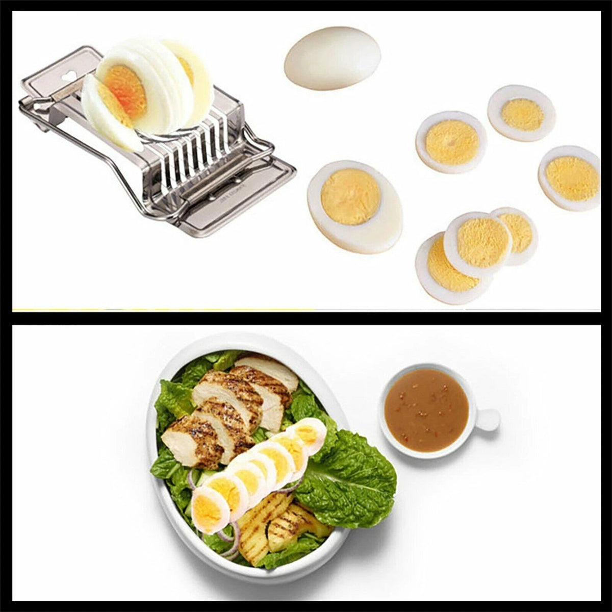 Boiled Egg Slicer Slicing Tool Mushroom Tomato Chopper Chopping Stainless Steel - Portable Home Kitchen Tool