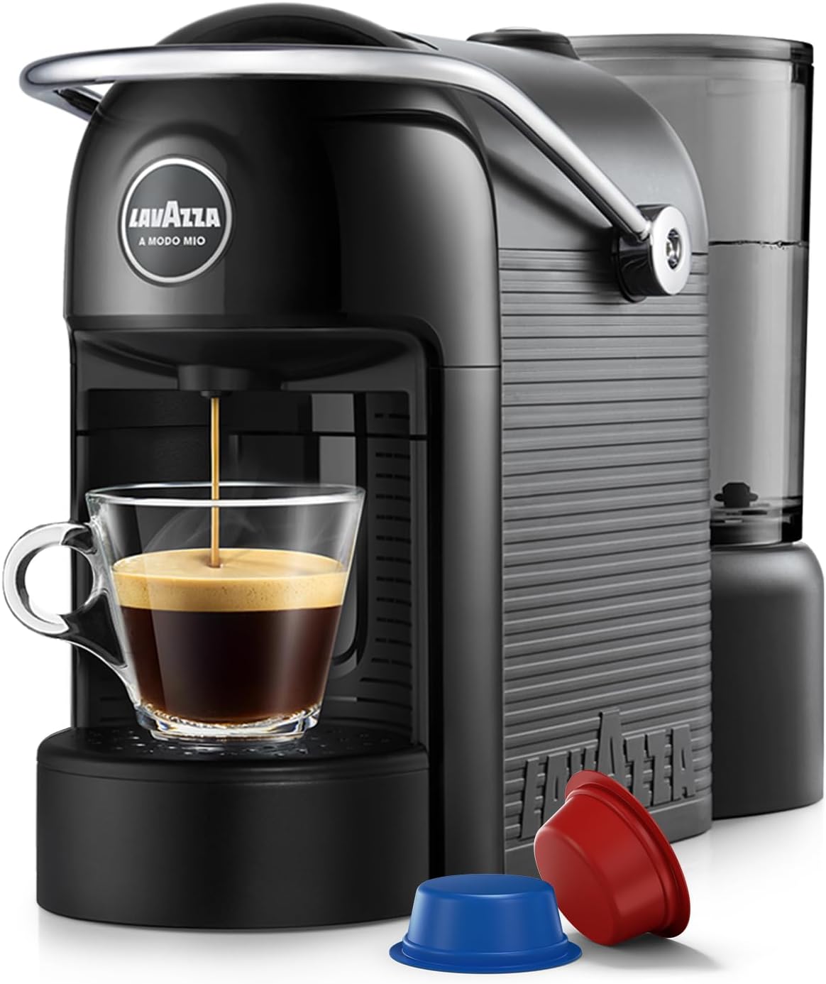 Lavazza Espresso Cappuccino Maker- Black | Bonus 64 Pod Capsule Coffee Machine | Electric Automatic Kitchen Appliance with 64 Pods