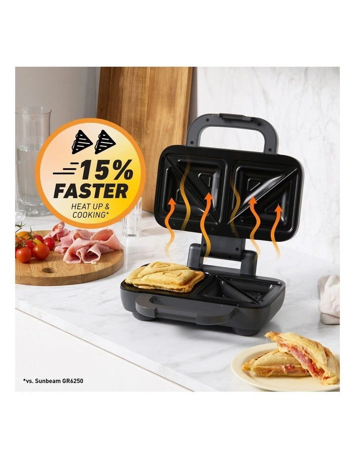 Sunbeam 2 Sandwich Press Electric Jaffle Maker Toastie Machine - Sweet Savoury Sandwich Maker 1200W