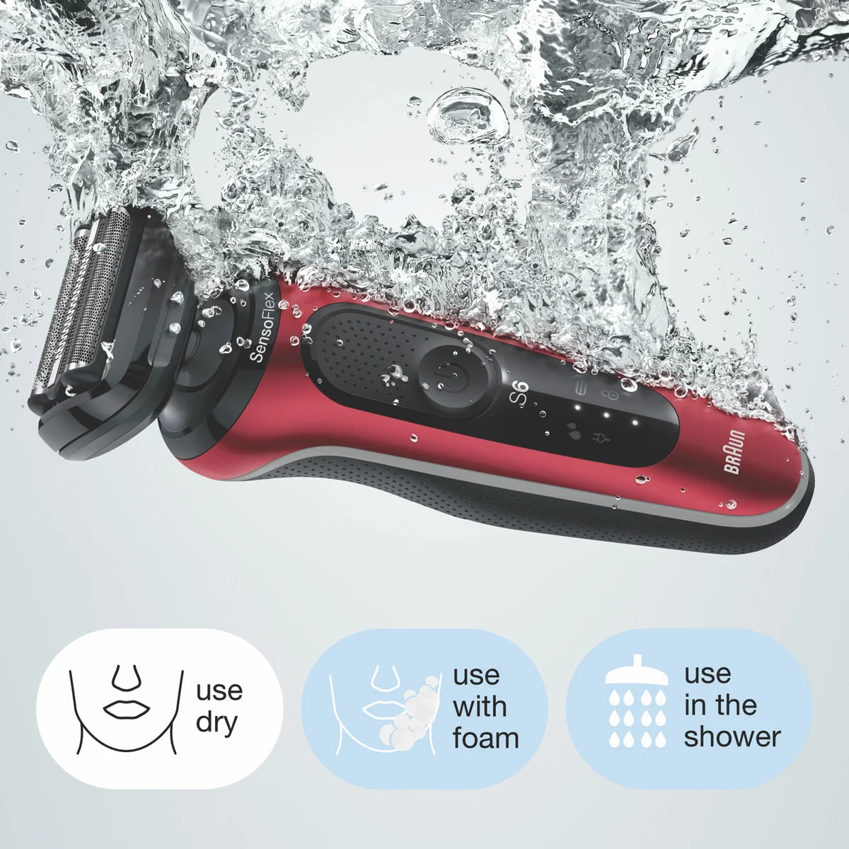 Braun Cordless Electric Shaver Li-Ion Battery, 100% Waterproof Wet and Dry Shaving Razor