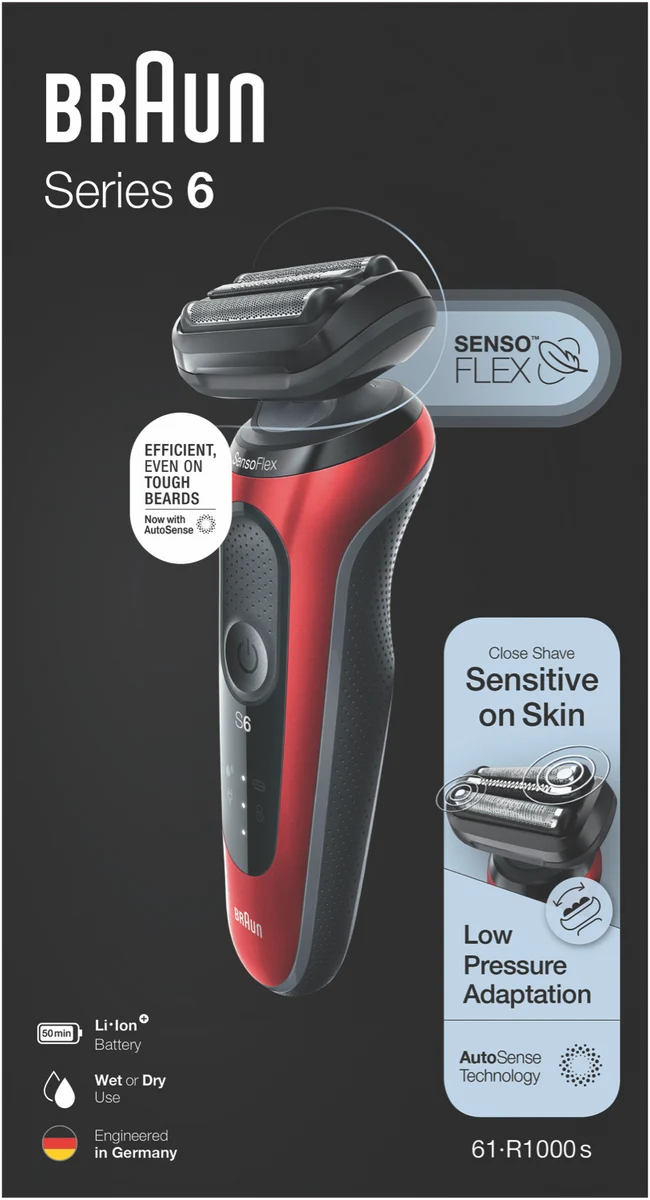 Braun Cordless Electric Shaver Li-Ion Battery, 100% Waterproof Wet and Dry Shaving Razor