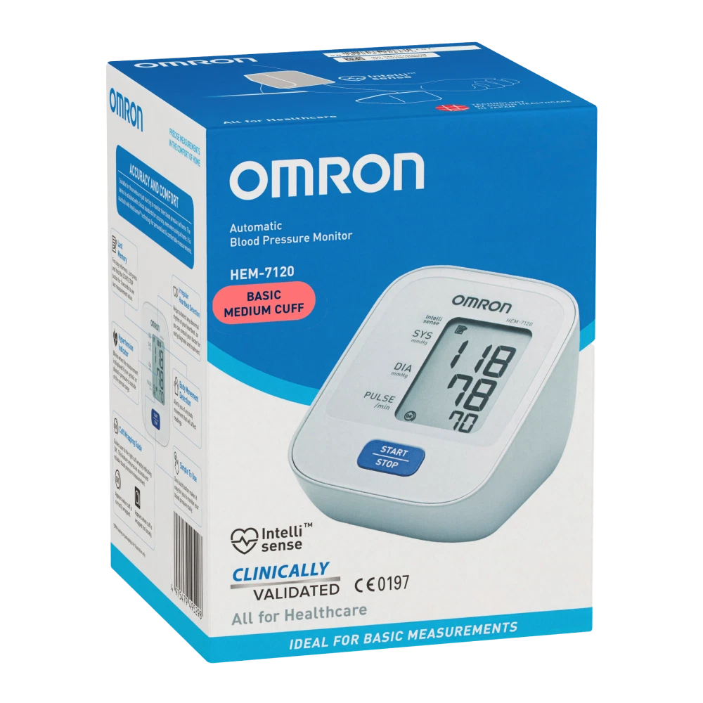 Automatic Blood Pressure Monitor Basic Home Medium Cuff - Digital Display, One Touch, Last Memory Recall, Portable Battery Device