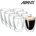 6x Cafe Style Double Wall Glassess Drinking Coffee Lattee Tea Hot Cold Beverage Cappuccino Mugs Cups
