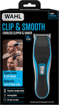 Wahl Clip & Smooth 15 Piece Home Shaver DIY Haircut Head Shaver Buzz Cut Boys Mens Cordless 60min Clipper