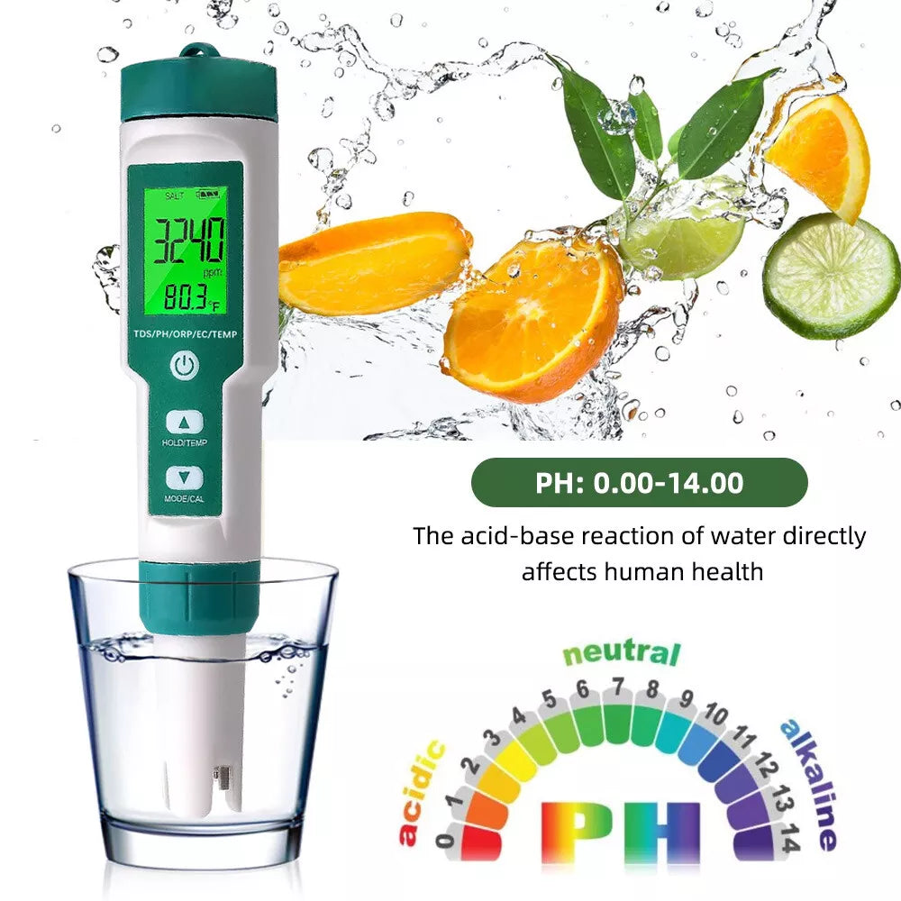 7 In 1 Digital PH Meter | TDS Meter Digital Tester Pen | Pool Water Quality Monitor | Measures PH,TDS, TEMP,EC, Salinity, SG, ORP |