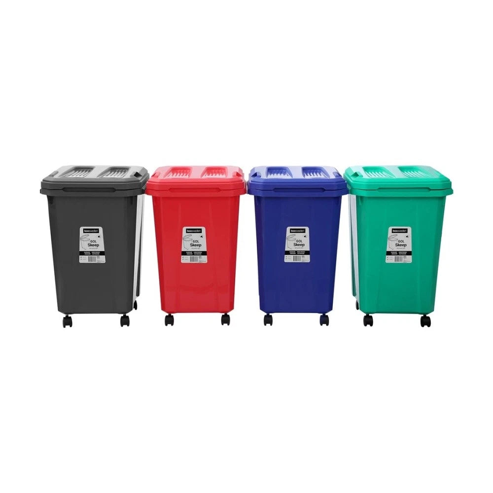 60L Rubbish Bin Garbage Garden Waste Paper Recycling Indoor Wheelie Bin Basket