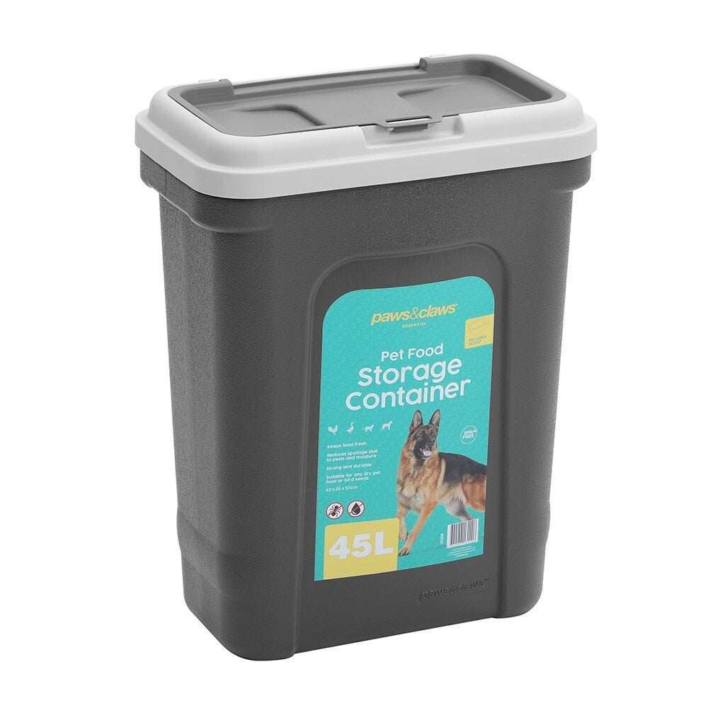 Paws & Claws 45L Food Storage Container Saver | X-Large Dog Cat Bulk Dry Food Storage Scoop