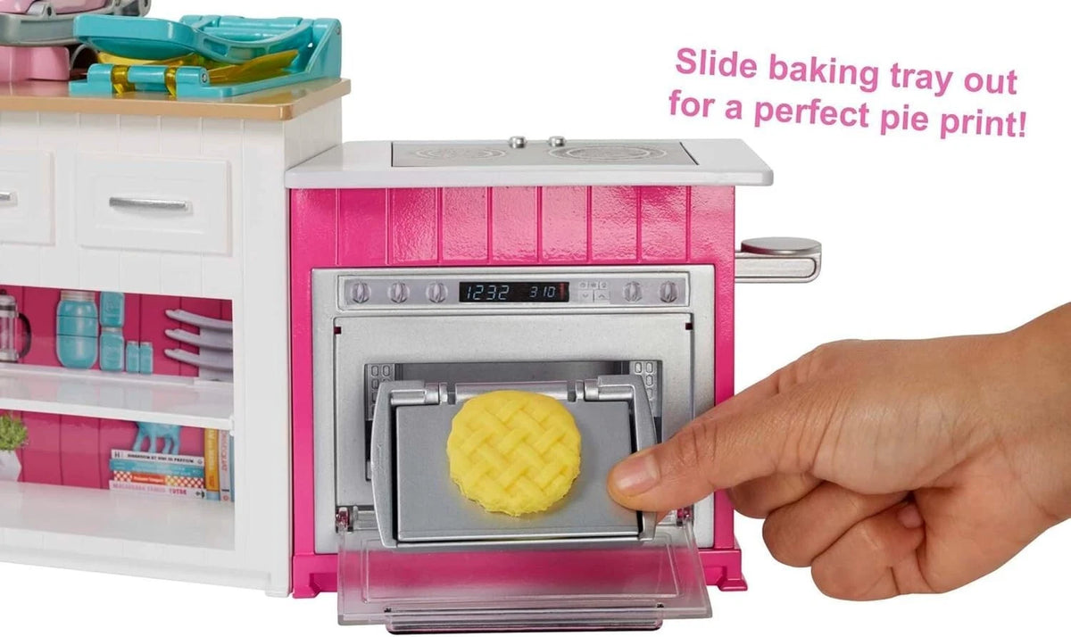 Barbie Kitchen Playset with Doll Pretend Restaurant Preschool Accessories