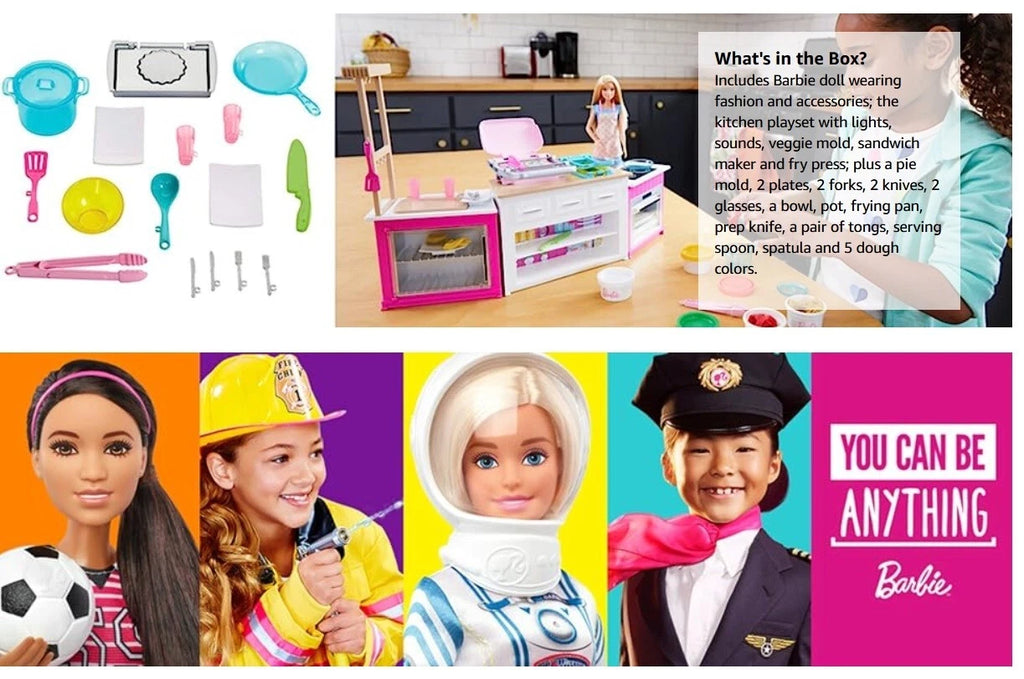 Barbie Kitchen Playset with Doll Pretend Restaurant Preschool Accessories