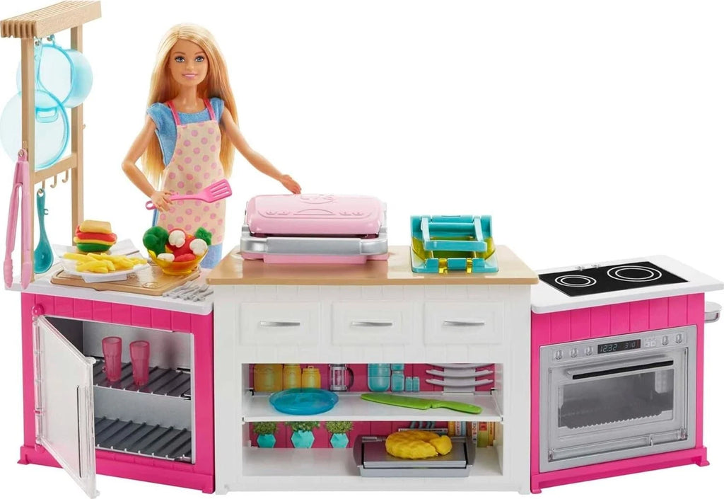 Barbie Kitchen Playset with Doll Pretend Restaurant Preschool Accessories