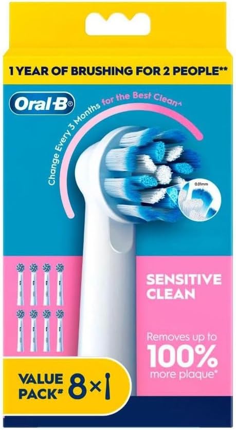 8PK Oral-B Replacement Brush Heads Sensitive Clean Brushing Heads - Fits Most Oral B Brushes