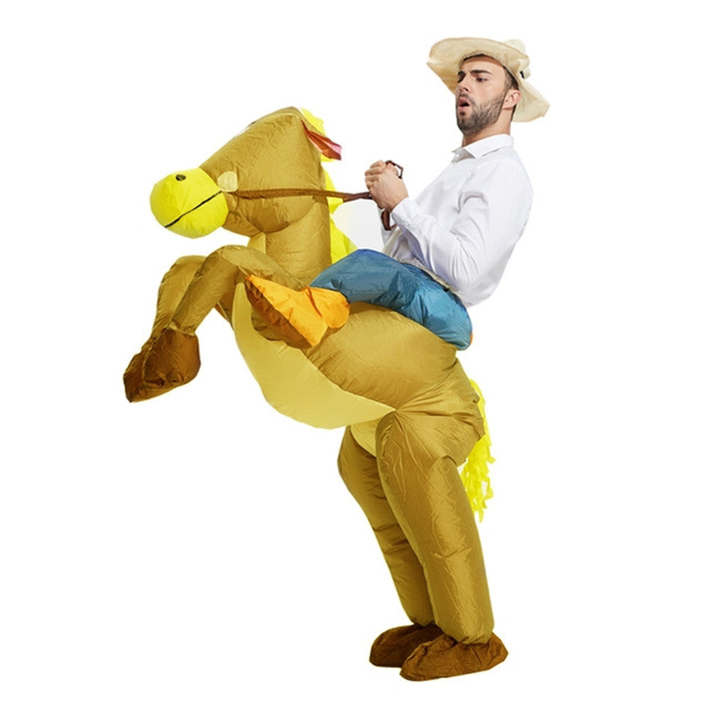 Inflatable Horse Cowboy Suit, Adult Dress-up Halloween Xmas Fancy Dress Costume Blowup Outfit