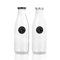 2x 1L Glass Milk Storage Home Fresh Cream Milk Keffir Screw Top Lids - Nut Oat Almond Milk Keeper Jar Glassware