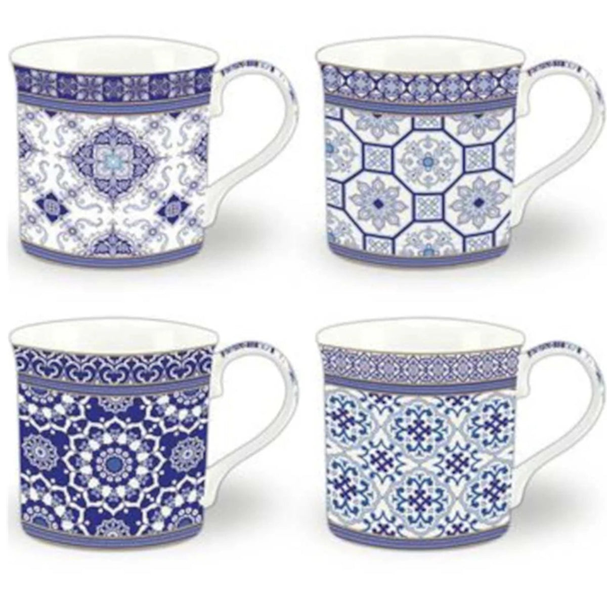 4x Heritage Vintage Mugs 300ml Fine Bone China Coffee Tea Drinking Mugs Cups - Dishwasher Safe