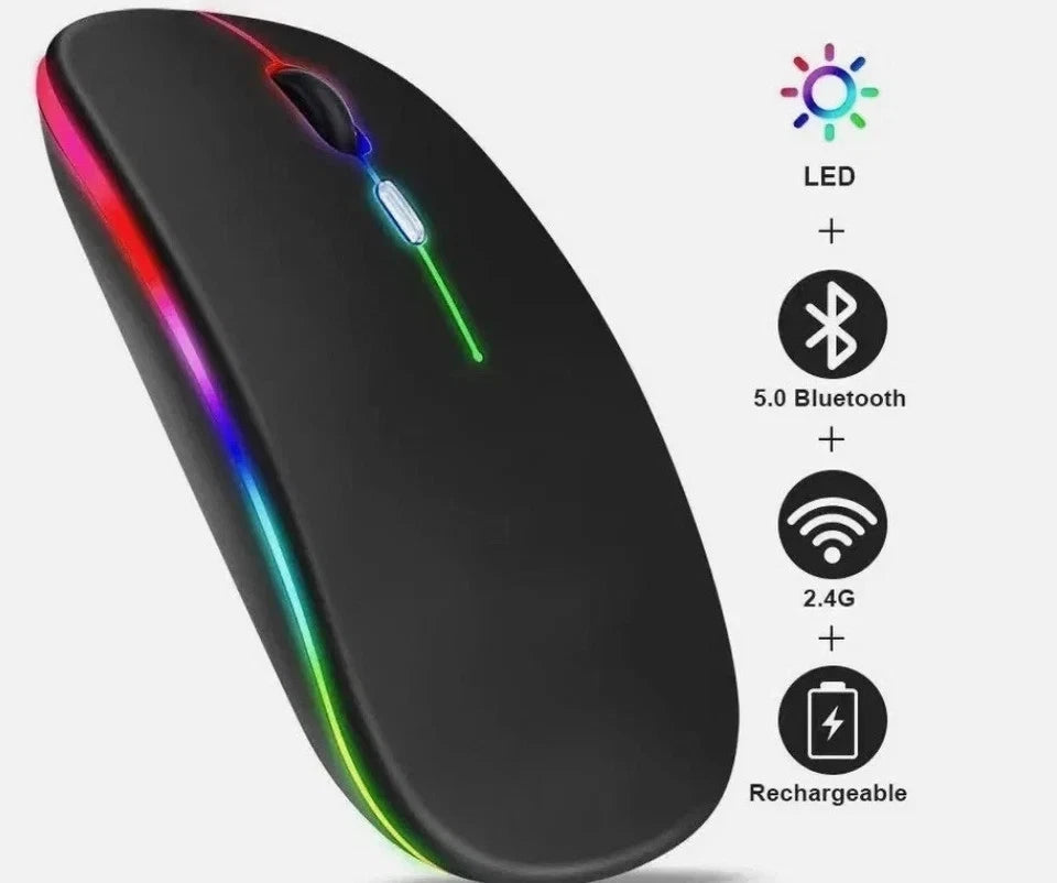 Wireless Mouse 2.4G Rechargeable Slim Desktop Laptop Bluetooth PC Mouse Mice + USB Receiver, Optical Mouse